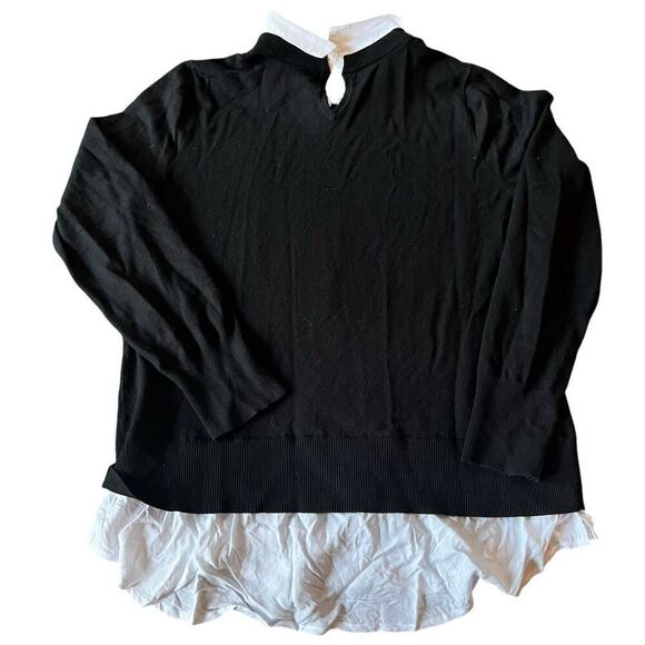 Torrid Womens Collared Layered Knit Pullover Sweater Black White Size 00 - Picture 6 of 6
